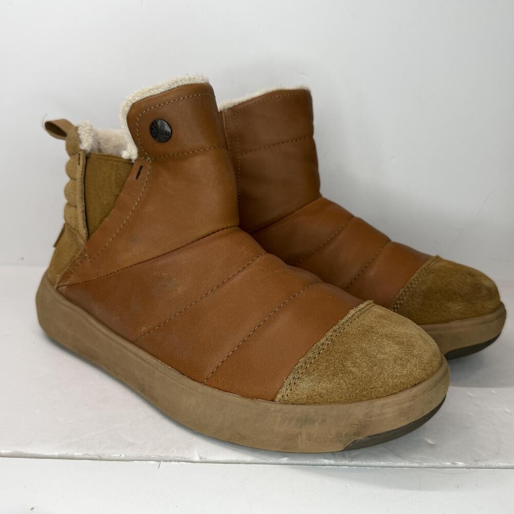 Stio Colter Boots Womens Size 7.5 Brown Leather Insulated Ankle Winter Snow
